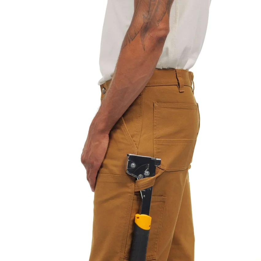 Calças de trabalho masculinas de corte reto descontraído, em tecido Rugged Flex Duck, com joelhos duplos