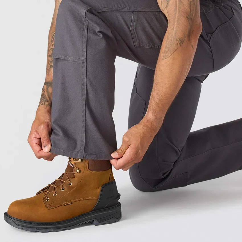 Calças de trabalho masculinas de corte reto descontraído, em tecido Rugged Flex Duck, com joelhos duplos