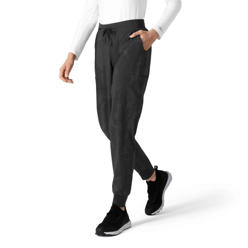 Calças de trabalho tipo jogger cargo estampadas para mulher