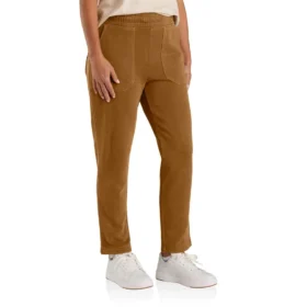 Calças de treino femininas de malha felpuda francesa de peso médio, com corte descontraído e design renovado