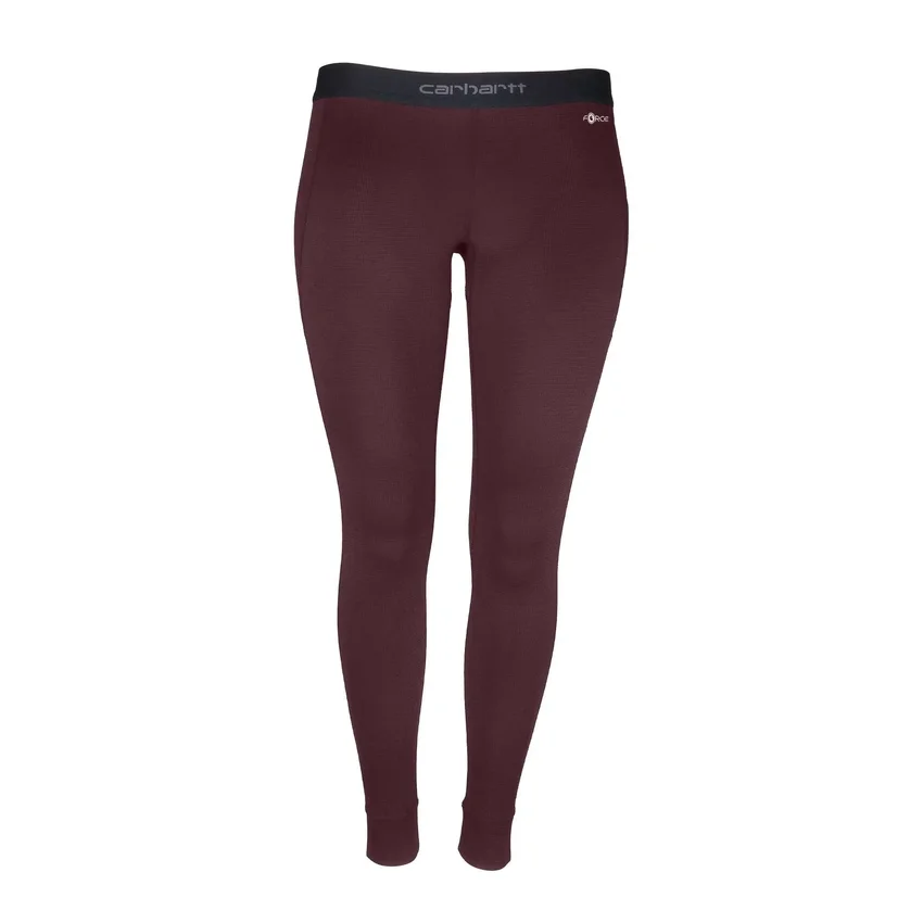 Calças femininas Carhartt Force® de peso médio com padrão waffle para usar como camada base