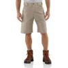 Calções de trabalho utilitários de lona de algodão de corte largo carhartt B147 para homem