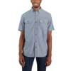 Camisa de chambray com manguitos curtos e corte largo Fort para homem - Camisas de trabalho para homem