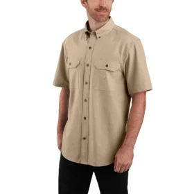 Camisa de chambray com manguitos curtos e corte largo Fort para homem - Camisas de trabalho para homem