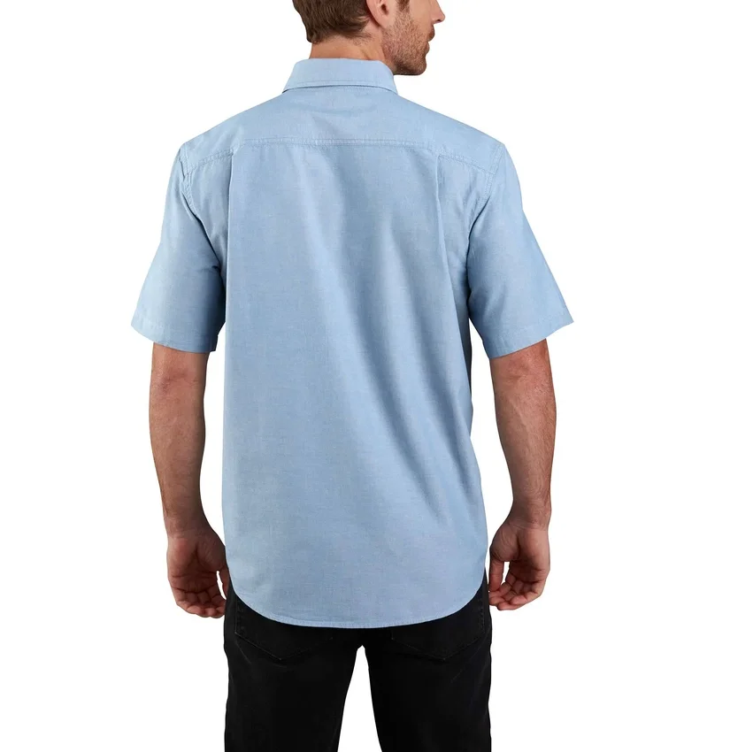 Camisa de chambray com manguitos curtos e corte largo Fort para homem - Camisas de trabalho para homem