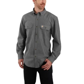 Camisa de chambray com manguitos largos e corte largo Fort para homem - Camisas de trabalho para homem
