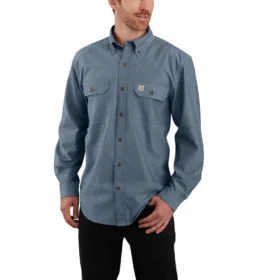 Camisa de chambray com manguitos largos e corte largo Fort para homem - Camisas de trabalho para homem
