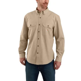 Camisa de chambray com manguitos largos e corte largo Fort para homem - Camisas de trabalho para homem