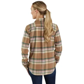Camisa de flanela com manguitos longos e corte descontraído da série de fibras Tencel™ para mulher