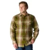 Camisa de flanela xadrez de manguitos largos, corte largo e tecido pesado