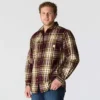 Camisa de flanela xadrez de manguitos largos, corte largo e tecido pesado