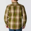 Camisa de flanela xadrez de manguitos largos, corte largo e tecido pesado