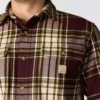 Camisa de flanela xadrez de manguitos largos, corte largo e tecido pesado