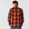 Camisa de flanela xadrez de manguitos largos, corte largo e tecido pesado