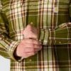 Camisa de flanela xadrez de manguitos largos, corte largo e tecido pesado