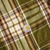 Camisa de flanela xadrez de manguitos largos, corte largo e tecido pesado
