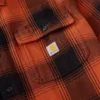 Camisa de flanela xadrez de manguitos largos, corte largo e tecido pesado