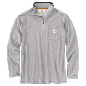 Camisa de manguitos compridos com zíper de um quarto para homem, da linha Force, com absorção de humidade