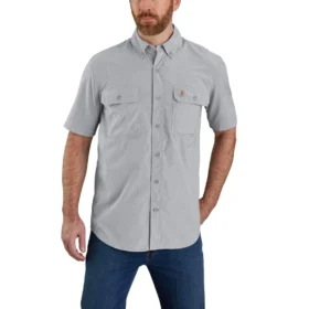 Camisa de manguitos curtos de corte descontraído Force Sun Defender™ em chambray para homem - Camisas com proteção solar