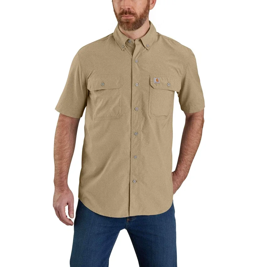 Camisa de manguitos curtos de corte descontraído Force Sun Defender™ em chambray para homem - Camisas com proteção solar