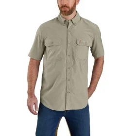 Camisa de manguitos curtos de corte descontraído Force Sun Defender™ em chambray para homem - Camisas com proteção solar