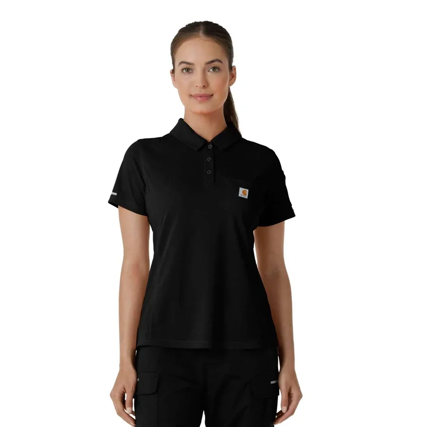 Camisa de polo médica feminina de manguitos curtos Rugged Flex® Rscu Lightweight