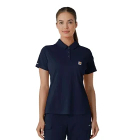Camisa de polo médica feminina de manguitos curtos Rugged Flex® Rscu Lightweight