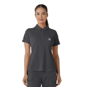 Camisa de polo médica feminina de manguitos curtos Rugged Flex® Rscu Lightweight