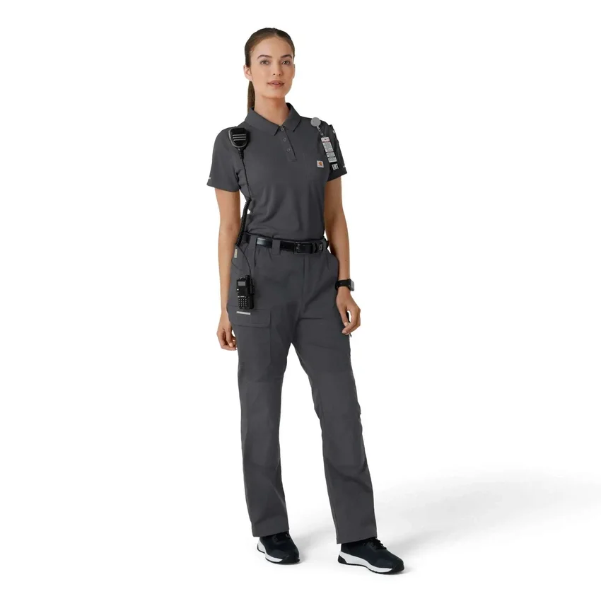 Camisa de polo médica feminina de manguitos curtos Rugged Flex® Rscu Lightweight
