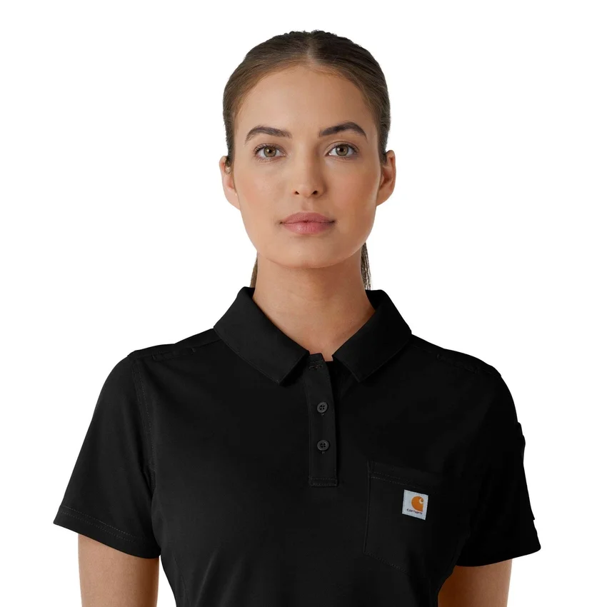 Camisa de polo médica feminina de manguitos curtos Rugged Flex® Rscu Lightweight