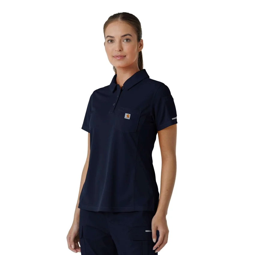 Camisa de polo médica feminina de manguitos curtos Rugged Flex® Rscu Lightweight