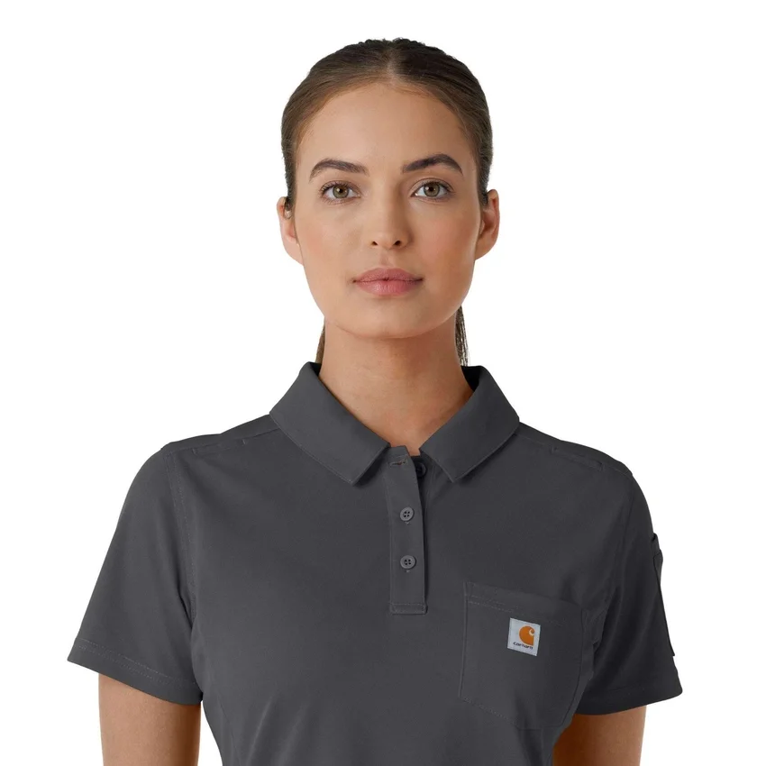 Camisa de polo médica feminina de manguitos curtos Rugged Flex® Rscu Lightweight