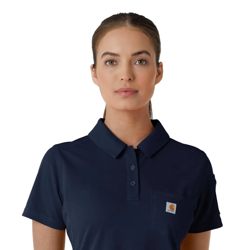Camisa de polo médica feminina de manguitos curtos Rugged Flex® Rscu Lightweight