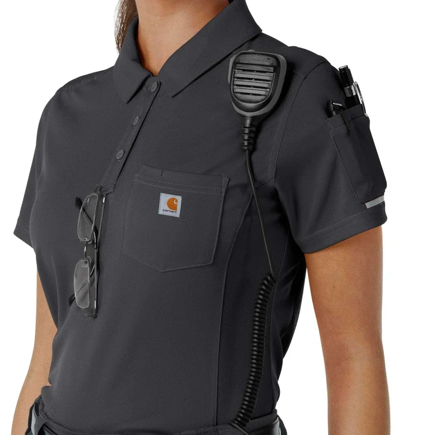 Camisa de polo médica feminina de manguitos curtos Rugged Flex® Rscu Lightweight