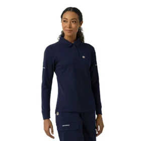 Camisa de polo médica feminina Rugged Flex® Rscu de manguitos longos e tecido pesado