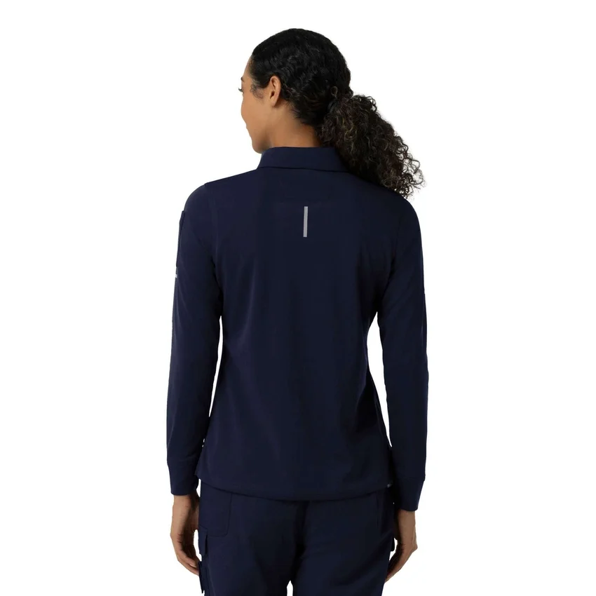 Camisa de polo médica feminina Rugged Flex® Rscu de manguitos longos e tecido pesado