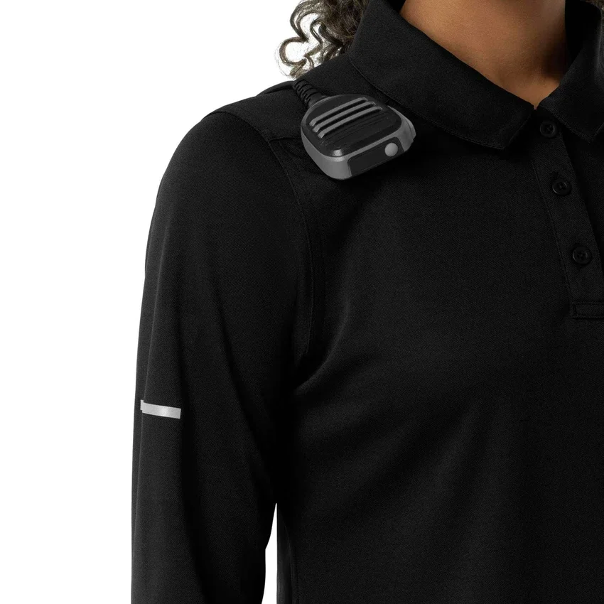 Camisa de polo médica feminina Rugged Flex® Rscu de manguitos longos e tecido pesado