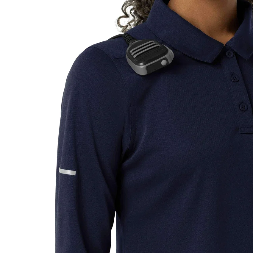 Camisa de polo médica feminina Rugged Flex® Rscu de manguitos longos e tecido pesado