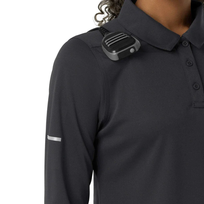 Camisa de polo médica feminina Rugged Flex® Rscu de manguitos longos e tecido pesado