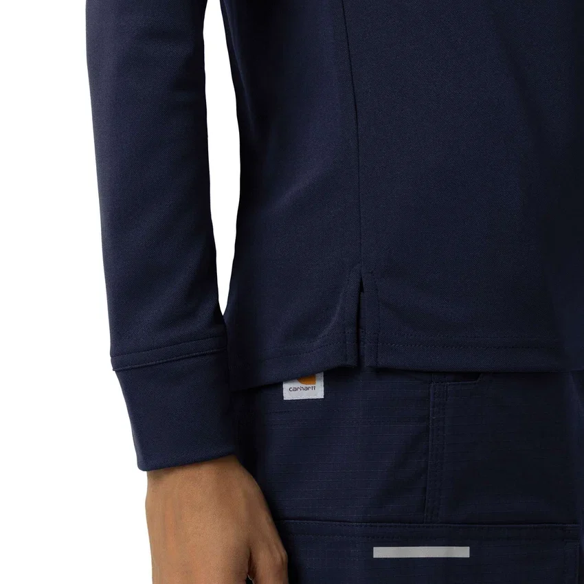 Camisa de polo médica feminina Rugged Flex® Rscu de manguitos longos e tecido pesado