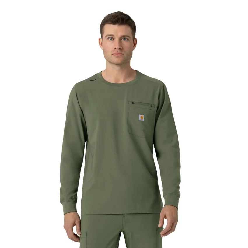 Camisa de trabalho de manguitos compridos com gola redonda Force Cross-Flex