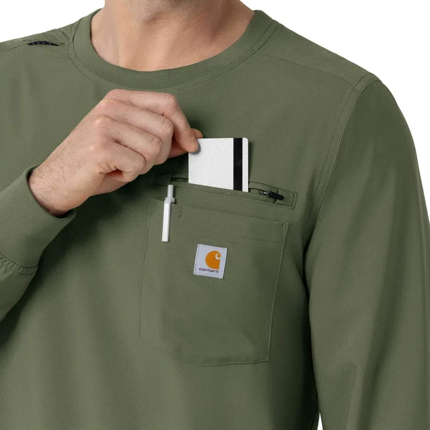 Camisa de trabalho de manguitos compridos com gola redonda Force Cross-Flex
