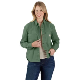 Camisa exterior feminina Montana Rugged Flex® de corte largo em tecido de algodão pesado
