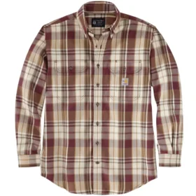 Camisa masculina de manguitos longos em sarja xadrez, corte largo - Camisas resistentes ao fogo
