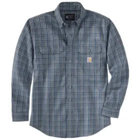 Camisa masculina de manguitos longos em sarja xadrez, corte largo - Camisas resistentes ao fogo