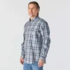 Camisa masculina de manguitos longos em sarja xadrez, corte largo - Camisas resistentes ao fogo