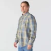 Camisa masculina de manguitos longos em sarja xadrez, corte largo - Camisas resistentes ao fogo