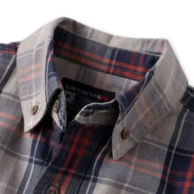 Camisa masculina de manguitos longos em sarja xadrez, corte largo – Camisas resistentes ao fogo