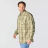 Camisa masculina de manguitos longos em sarja xadrez, corte largo - Camisas resistentes ao fogo