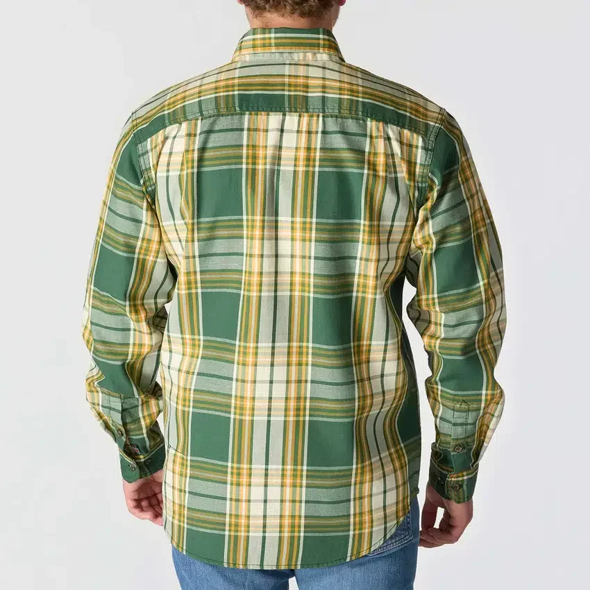 Camisa masculina de manguitos longos em sarja xadrez, corte largo - Camisas resistentes ao fogo